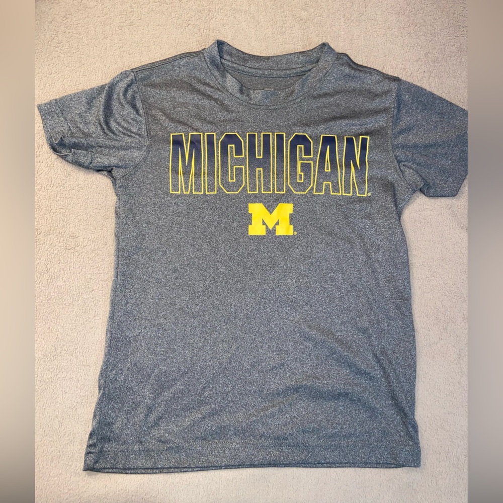 GO BLUE! Michigan Colosseum Youth Heather Gray T-Shirt XS - Picture 1 of 3